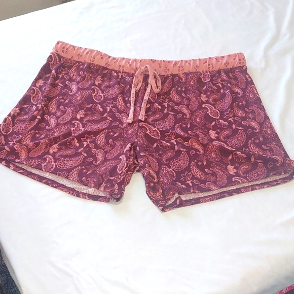 Lucky Brand Burgundy Pink Paisley Lounge Shorts - Picture 1 of 7